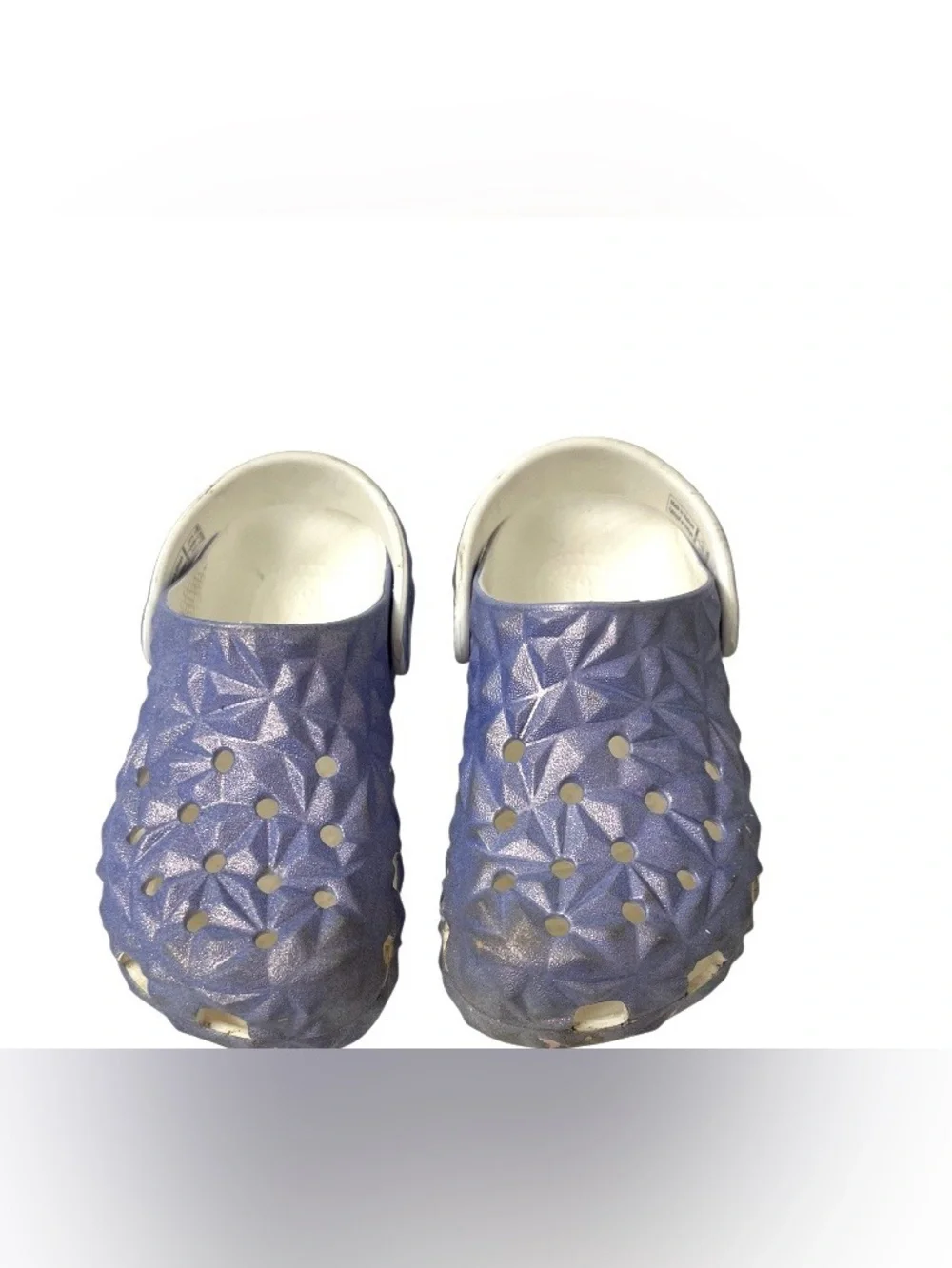 CROCS - Kids Girls Size 1 (J1) Shimmering Purple Raised 3D Pattern